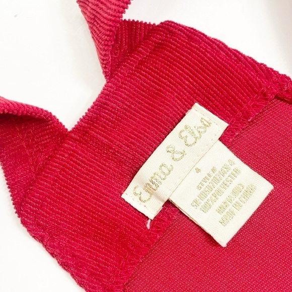 Emma & Elsa little girls red overall dress - Picture 3 of 3